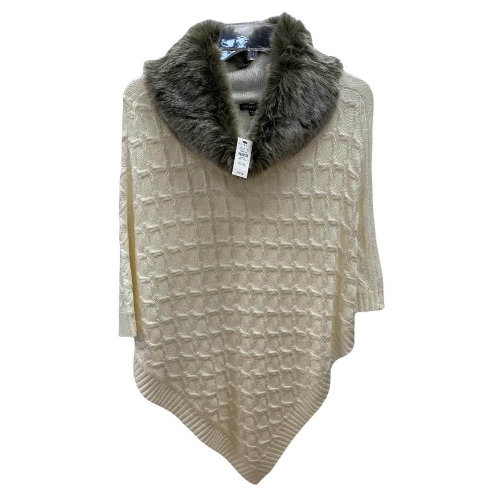 NWT TALBOTS FUR LINNED PONCHO Sz S